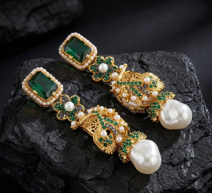 Azure Luxe Baroque Drop Earrings