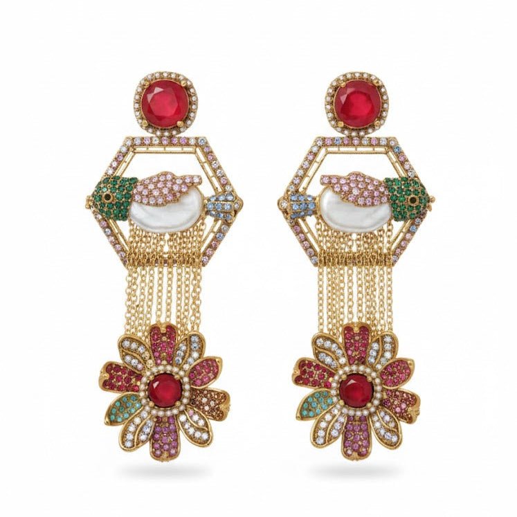 The Royal Hummingbird Garden Drop Earrings