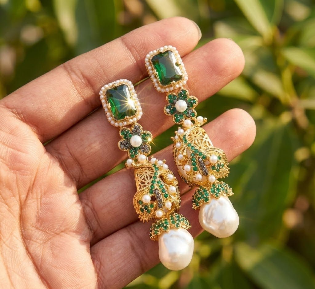 Azure Luxe Baroque Drop Earrings