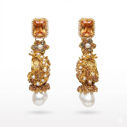 Azure Luxe Baroque Drop Earrings