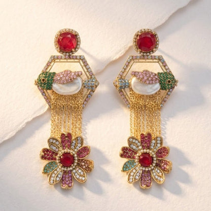 The Royal Hummingbird Garden Drop Earrings