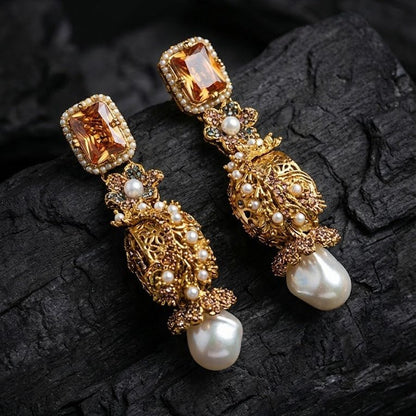Azure Luxe Baroque Drop Earrings