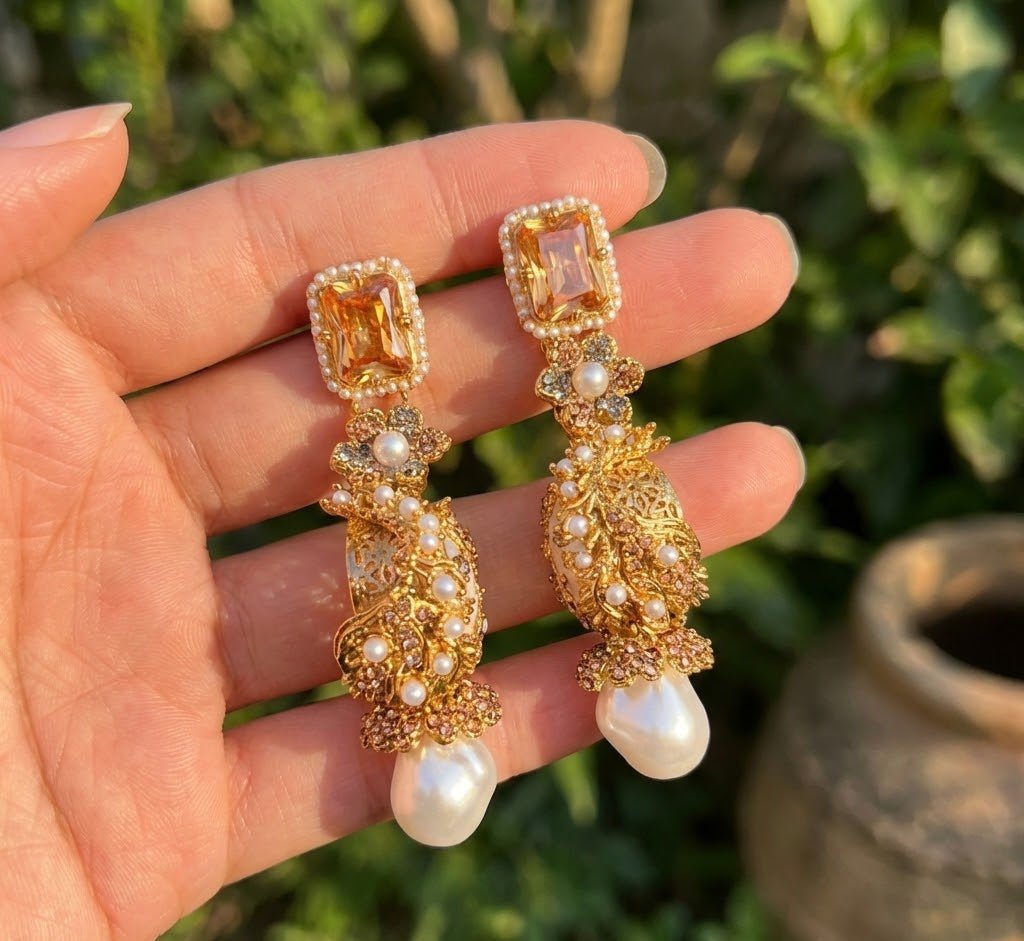 Azure Luxe Baroque Drop Earrings