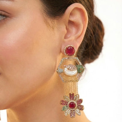 The Royal Hummingbird Garden Drop Earrings