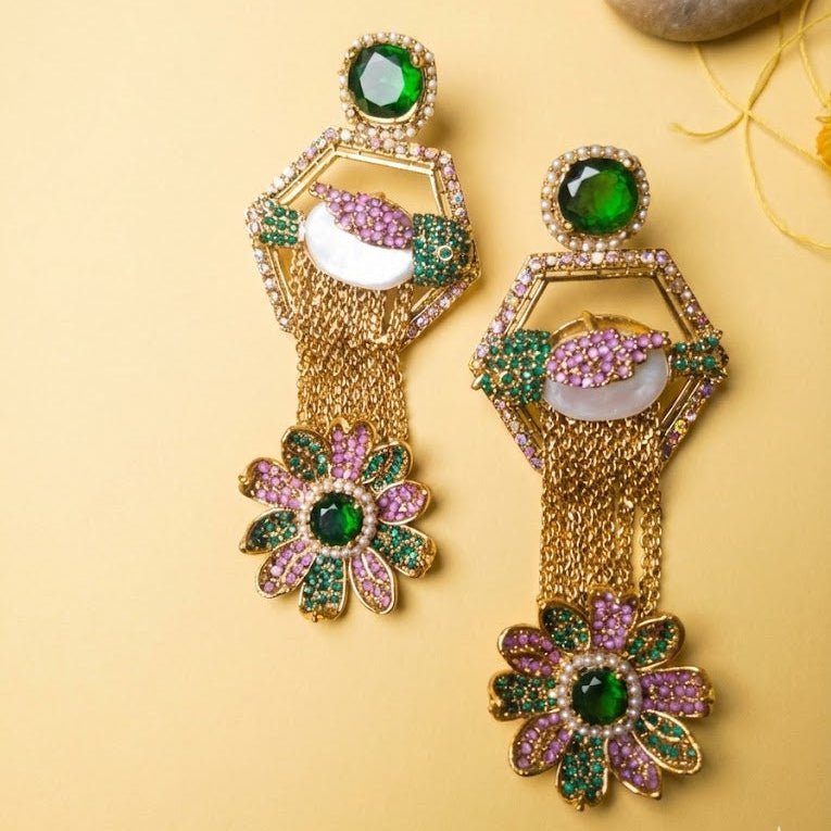 The Royal Hummingbird Garden Drop Earrings