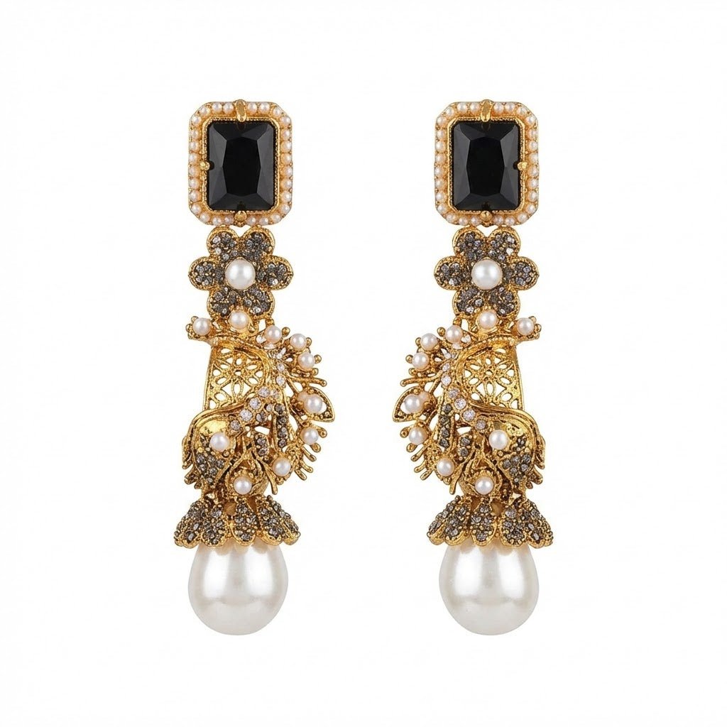 Azure Luxe Baroque Drop Earrings