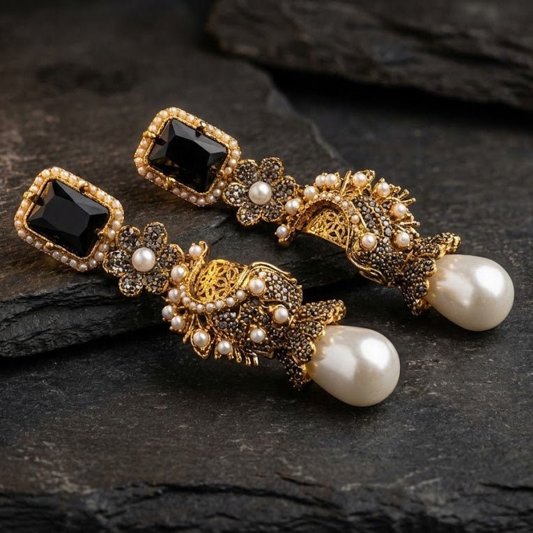 Azure Luxe Baroque Drop Earrings