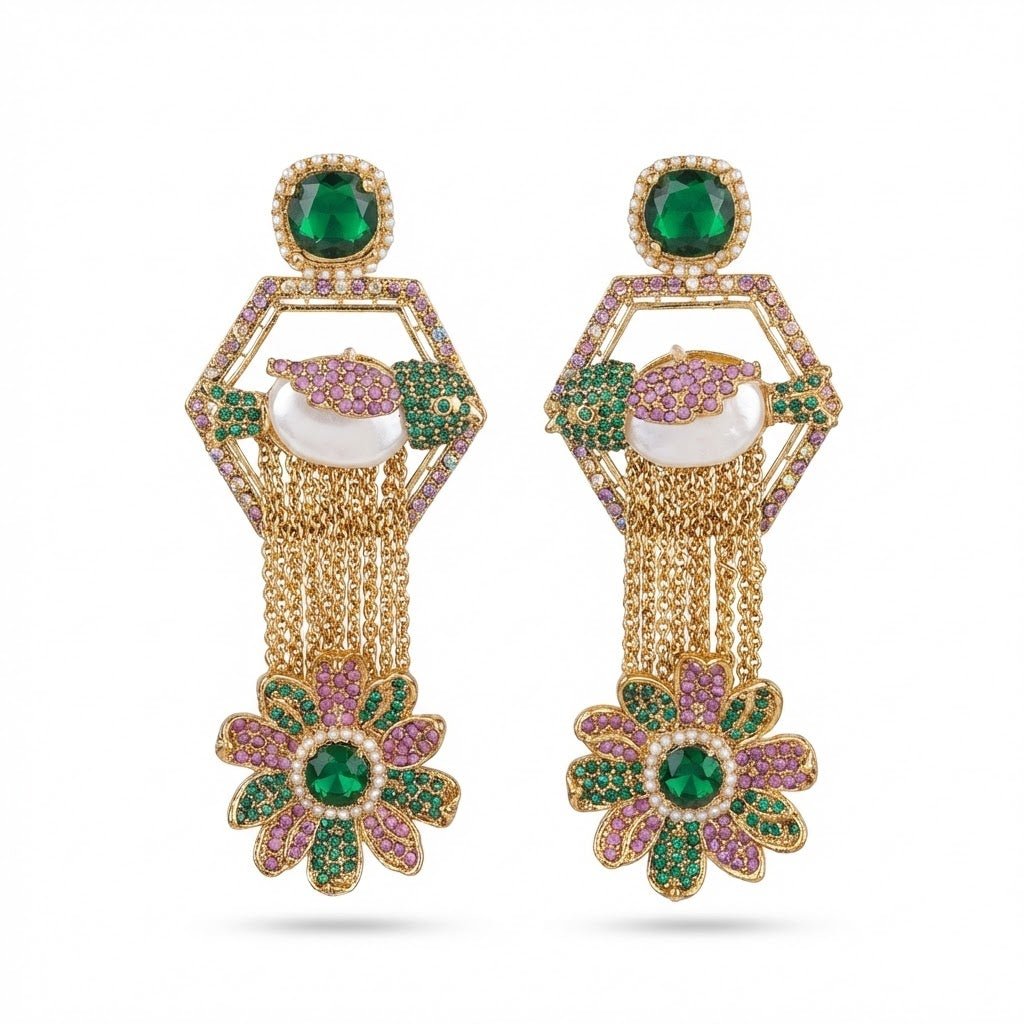 The Royal Hummingbird Garden Drop Earrings