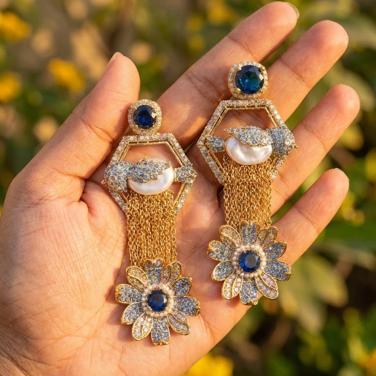 The Royal Hummingbird Garden Drop Earrings