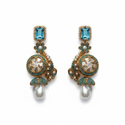 Azure Luxe Baroque Drop Earrings