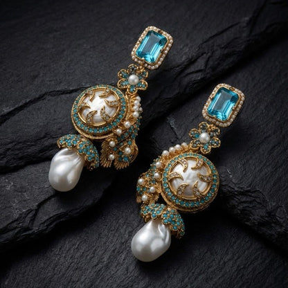 Azure Luxe Baroque Drop Earrings