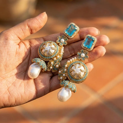 Azure Luxe Baroque Drop Earrings