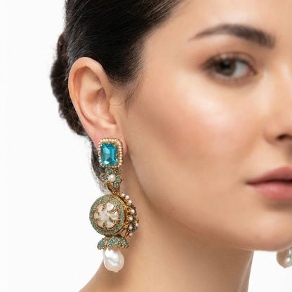 Azure Luxe Baroque Drop Earrings