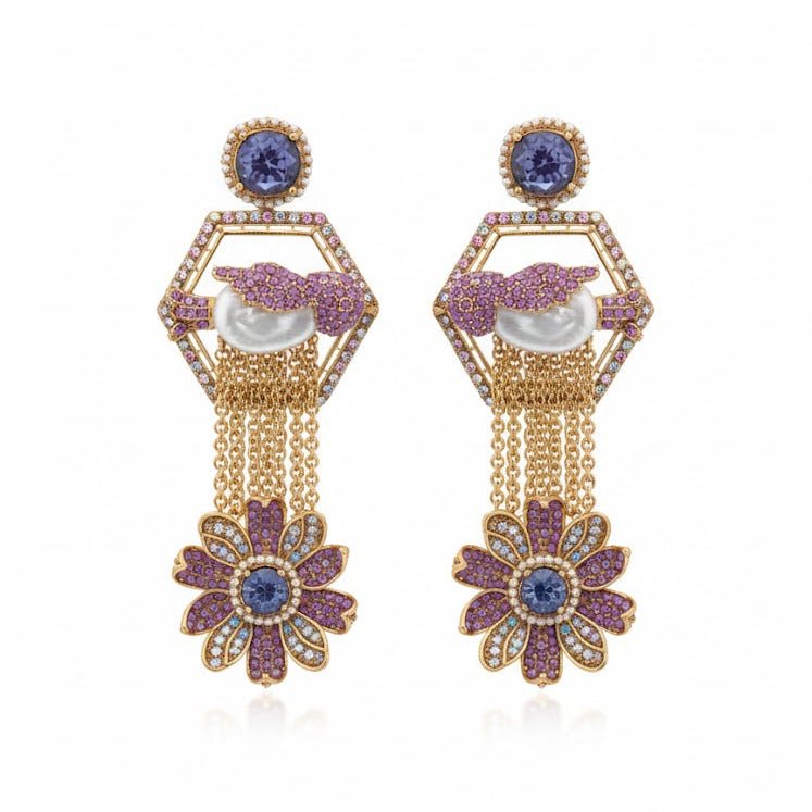 The Royal Hummingbird Garden Drop Earrings