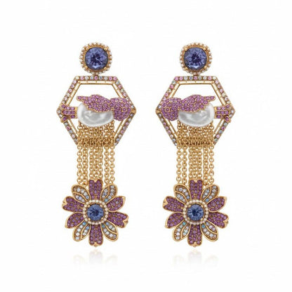 The Royal Hummingbird Garden Drop Earrings