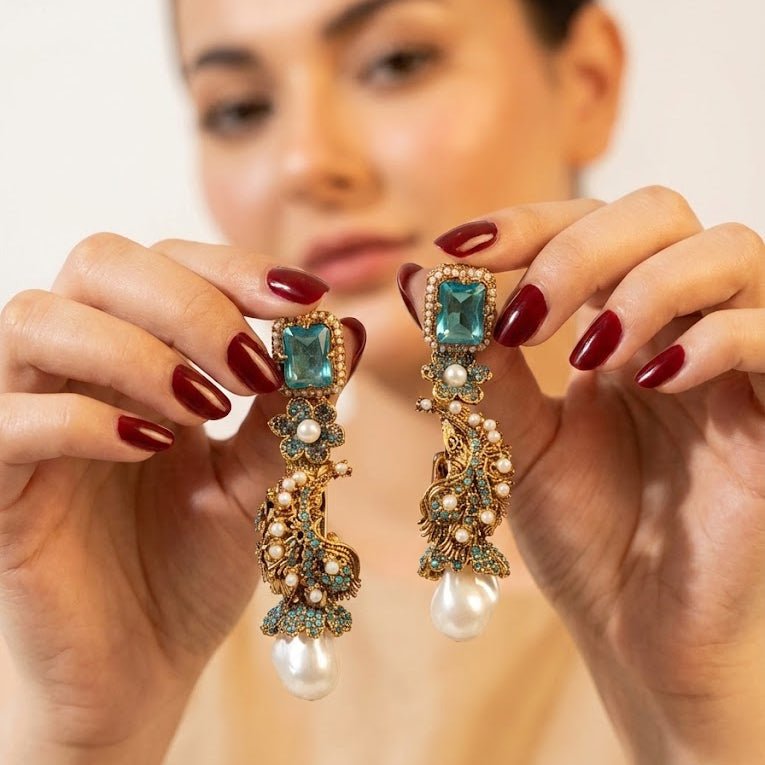 Azure Luxe Baroque Drop Earrings